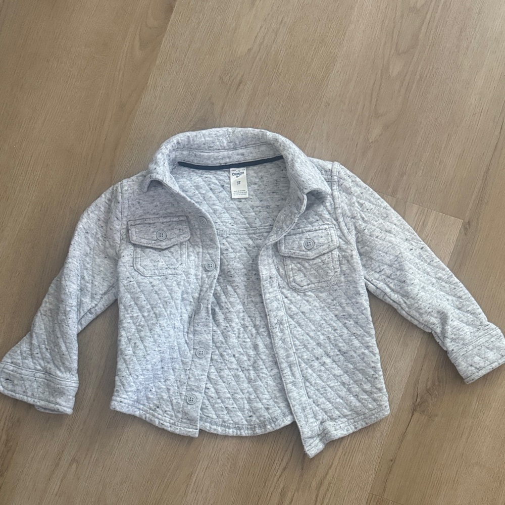 Gymboree Light Gray Quilted Button-Down Shirt